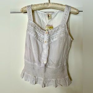 Free People 3/4 Buttoned Lace Trim Tank Top - Size 4